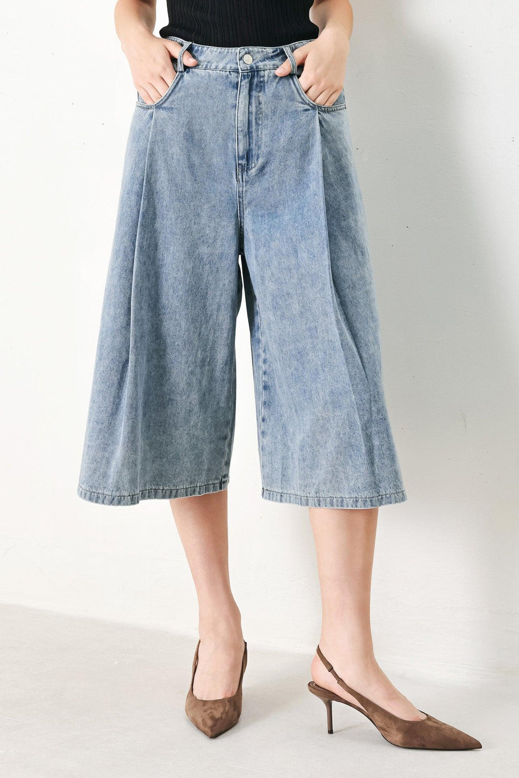 [PREORDER] SKY CHARMER DENIM CULOTTE PANTS
