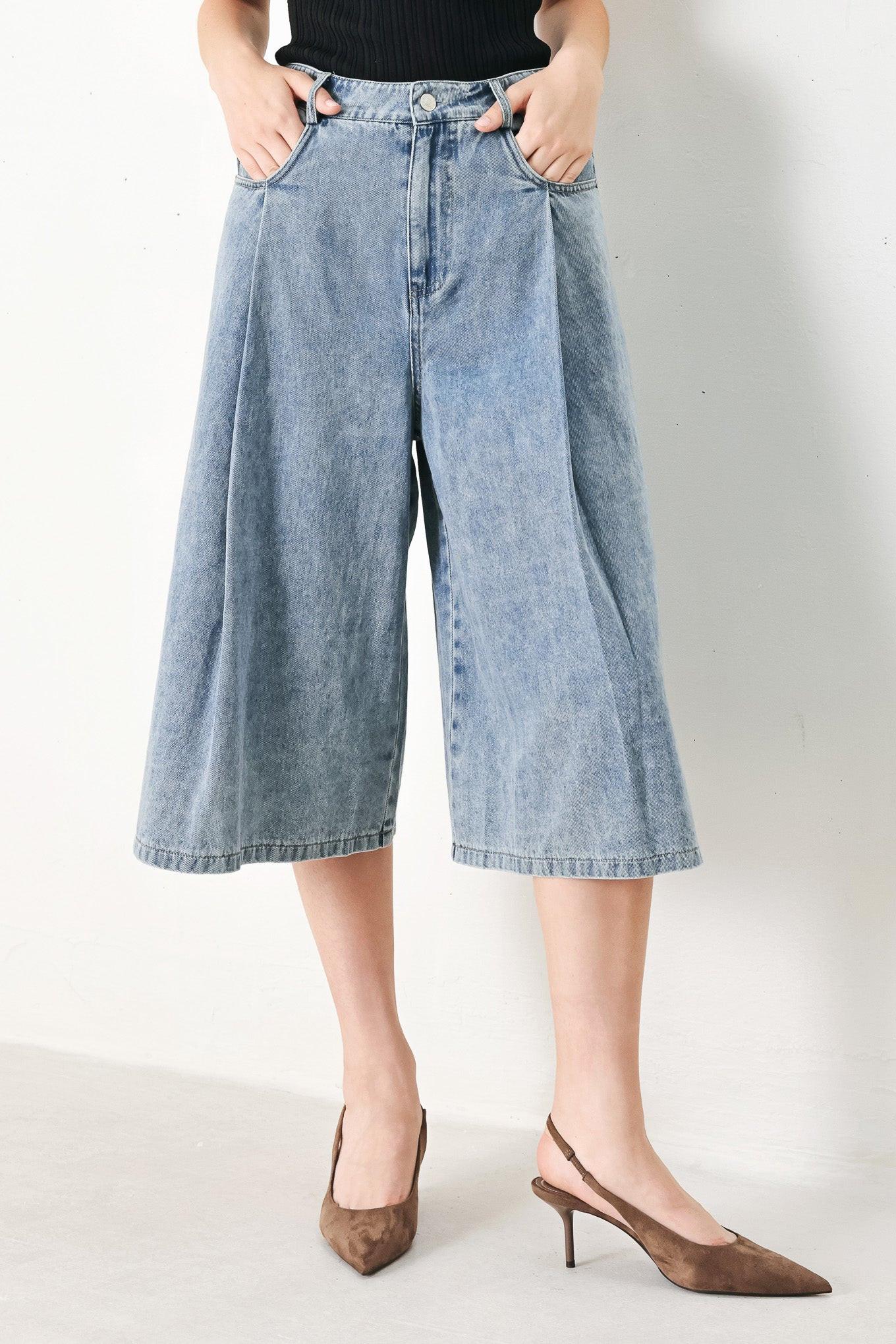 [PREORDER] SKY CHARMER DENIM CULOTTE PANTS