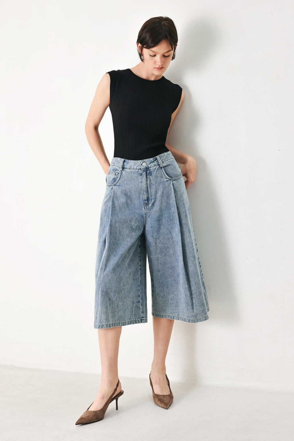 [PREORDER] SKY CHARMER DENIM CULOTTE PANTS