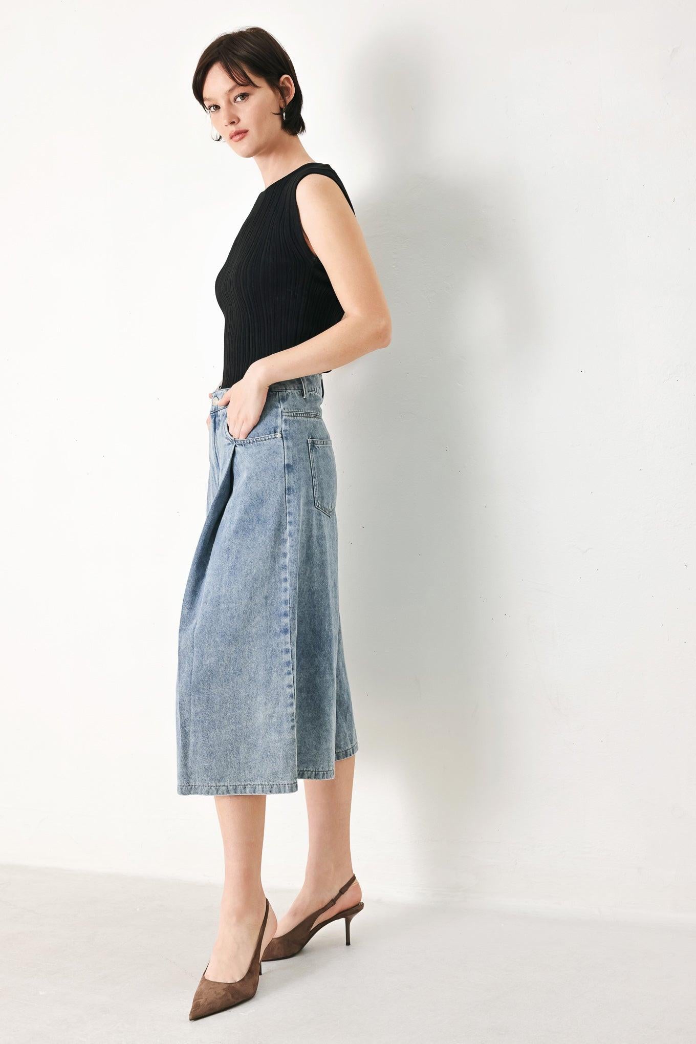 [PREORDER] SKY CHARMER DENIM CULOTTE PANTS