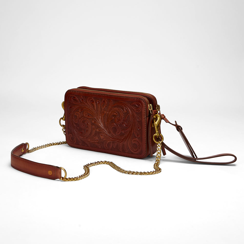 Loyal West SHELL MINI PURSE IN HANDTOOLED LEATHER