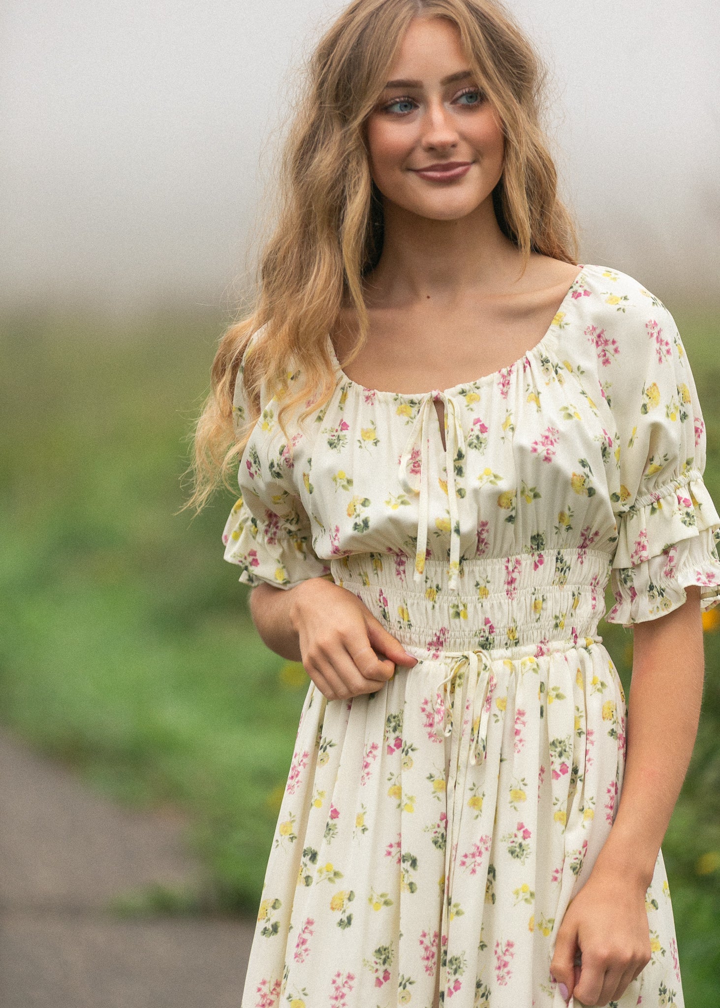 Celine Puff Sleeve Floral Maxi Dress