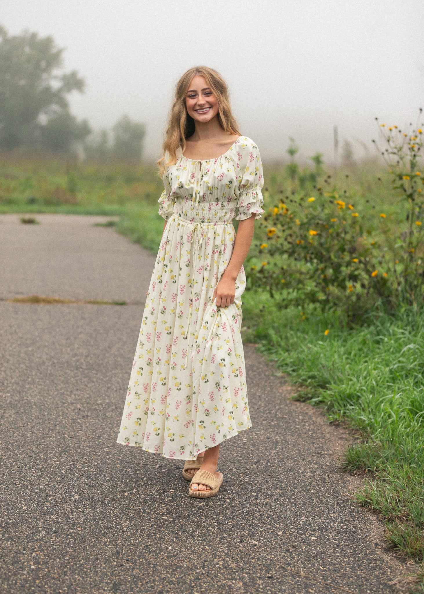 Celine Puff Sleeve Floral Maxi Dress